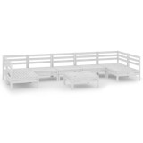Set mobilier relaxare gradina, 8 piese, alb, lemn masiv de pin