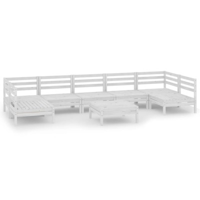 Set mobilier relaxare gradina, 8 piese, alb, lemn masiv de pin foto