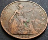 Cumpara ieftin Moneda istorica 1 (ONE) Penny - ANGLIA, anul 1913 *cod 4692 A - GEORGIVS V super, Europa