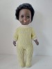 Papusa veche vintage negresa, bebe, bebelus, cauciuc, 34cm, par scurt, ochi mobili, articulata, fara stanta