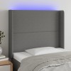 VidaXL Tăblie de pat cu LED, gri &icirc;nchis, 83x16x118/128 cm, textil 3123883
