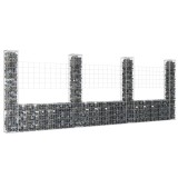 vidaXL Coș gabion &icirc;n formă de U cu 4 st&acirc;lpi, 380x20x150 cm, fier 151284