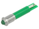 Lampă LED Verde Convex &Oslash;8mm IP67 Alamă