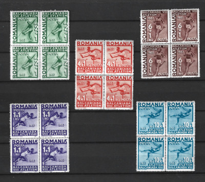 ROMANIA 1937 - BALCANIADA DE ATLETISM, BLOCURI, MNH - LP 121 foto