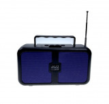 Boxa portabila radio cu lanterna, incarcare solar si electric, Bluetooth, USB, Cititor Card : Culoare - albastru, Universala, Oem