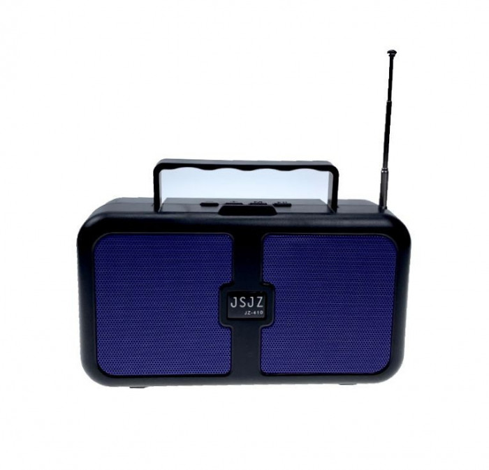 Boxa portabila radio cu lanterna, incarcare solar si electric, Bluetooth, USB, Cititor Card : Culoare - albastru