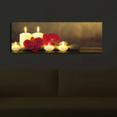 Tablou decorativ cu lumina LED, 3090Ä°ACT-34, Canvas, 30 x 90 cm, Multicolor