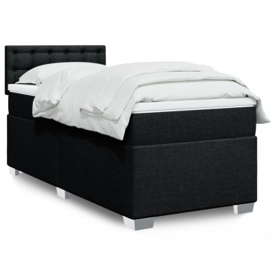 vidaXL Pat box spring cu saltea, negru, 90x190 cm, textil 3288059 foto