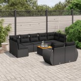 Gossi set canapele de gradina cu perne, 10 piese, negru, poliratan