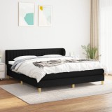 Cumpara ieftin Pat box spring cu saltea, negru, 160x200 cm, textil