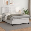 VidaXL Pat box spring cu saltea, alb, 140x200 cm, piele ecologică 3142846