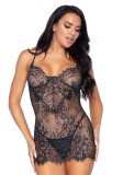 Rochie Mini din Dantela cu Strasuri si String Leg Avenue, Negru