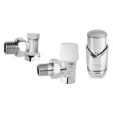 SET ROBINETI CALORIFER TUR RETUR 1 2 FERRO ZTM31CR CU CAP TERMOSTATAT GT31 CROM