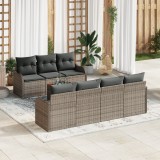 VidaXL Set de canapea de grădină 8 pcs Gri Mare Ratan, Poliester