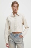 Answear Lab geacă din denim femei, culoarea bej, de tranziție