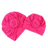 Set turbane mama-copil cu pampoane, roz aprins