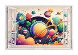 Cumpara ieftin Sticker decorativ Planete, Portocaliu, 90 cm, 8056ST-4, Oem