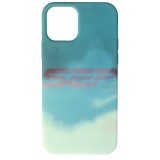 Husa Silicon Watercolor Turquoise Apple iPhone 12 Pro - Protectie Premium