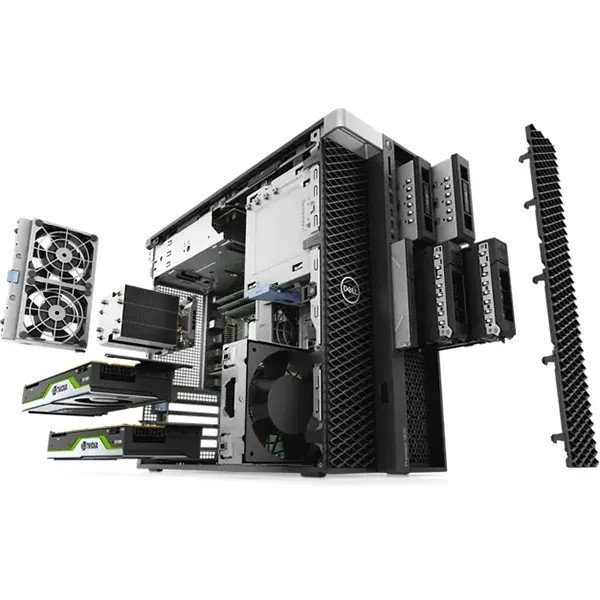 Workstation DELL Precision T7820 Tower, 2 Procesoare Intel 18 Core Xeon Gold 6150 2.7 GHz, 128 GB DDR4 ECC, 512 GB SSD SATA; Placa Video nVidia Quad