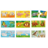 Set de 9 puzzleuri Animalele si puii lor, Goki