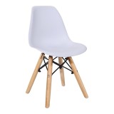 Scaun Julita pentru copii alb din plastic PP si lemn de fag natural 31x35x57.5 cm