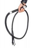 Bici Din Piele Impletita Rhinestone Handle Whip, Negru, 135 cm, Leg Avenue