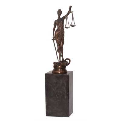 Justitia - statueta din bronz pe un soclu din marmura BR-188 foto