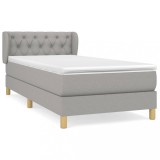 Cumpara ieftin Pat continental cu saltea, gri deschis, 80x200 cm, textil