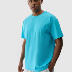 Tricou oversize cu imprimeu pentru bărbați - turcoaz