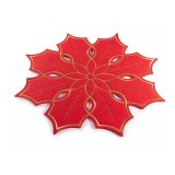 Suport farfurie Craciun textil rosu auriu &Oslash; 34,5 cm
