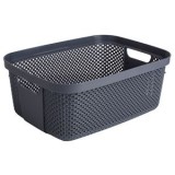 Cos de depozitare din plastic perforat, 12L, Antracit, CMCLASS