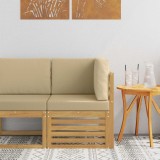 vidaXL Sofa Colțar pentru Exterior Lemn Solid de Acacia Alb 901507