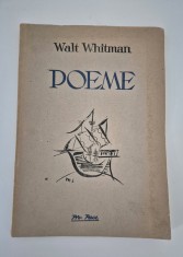 Carte veche 1945 Walt Whitman Poeme Desene Margareta Sterian