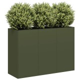 Cumpara ieftin Jardinieră verde măsline 120x40x80 cm oțel laminat la rece