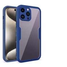 Husa iPhone 15 Pro Max 360 grade silicon TPU transparenta Albastru foto