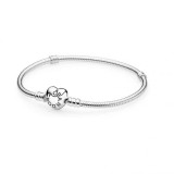 Brățară Pandora din argint 925 cu pandantiv și &icirc;ncuietoare tip inimă 590719-17