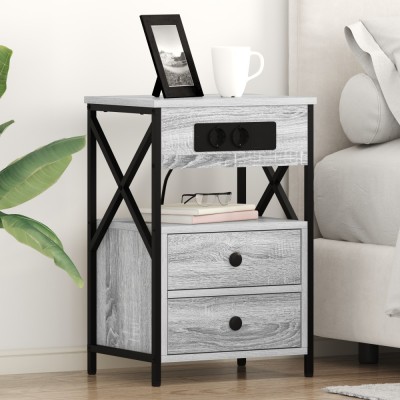 vidaXL Dulap de noapte 2 pcs sonoma gri 40 x 31 x 60 cm Lemn compozit foto