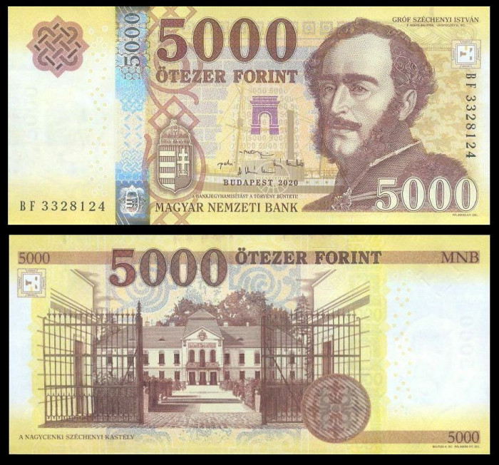 UNGARIA █ bancnota █ 5000 Forint █ 2020 █ P-205c █ UNC █ necirculata