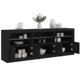 vidaXL Servantă cu lumini LED, negru, 181,5x37x67 cm
