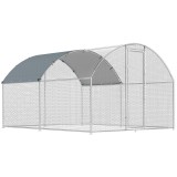 PawHut Țarc pentru Găini de Exterior, 2.8x3.4x1.9m, 9.5㎡ Țarc Metalic din Oțel Galvanizat cu Acoperiș Impermeabil Anti-UV și &Icirc;ncuietoare, Coteț pentru