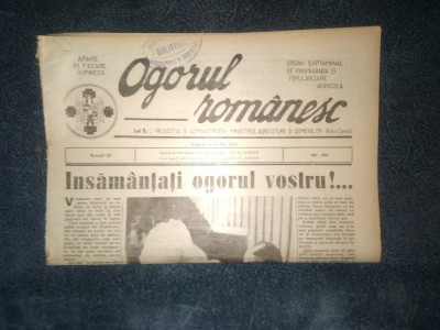 REVISTA OGORUL ROMANESC 19 MAI 1940 foto