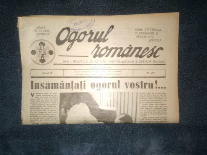 REVISTA OGORUL ROMANESC 19 MAI 1940