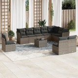 Gossi set canapele de gradina cu perne, 11 piese, gri, poliratan