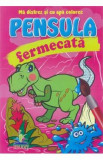 Pensula fermecata. Ma distrez si cu apa colorez. Dinozaurul