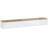 HOMCOM Comodă Tv Suspendată P&acirc;nă la 65", cu 2 Sertare, Dulap, Iluminare Led Rgb și Priză Integrată, Alb și Aspect Lemn | Aosom Romania