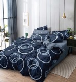 Cumpara ieftin Lenjerie Pat Bumbac 6 Piese Albastru, Smoothie SF213. Set Pilota+Cearceaf+4 Fete Perna