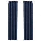 Cumpara ieftin Perdele opace aspect panza cu ocheti 2 buc albastru 140x245 cm