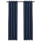 Perdele opace aspect panza cu ocheti 2 buc albastru 140x245 cm