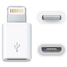 Mini adaptor Micro USB- Iphone, 8 pini - Alb