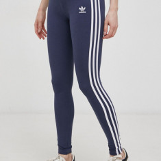 Adidas Originals Colanți HD2347 femei, culoarea albastru marin, material neted